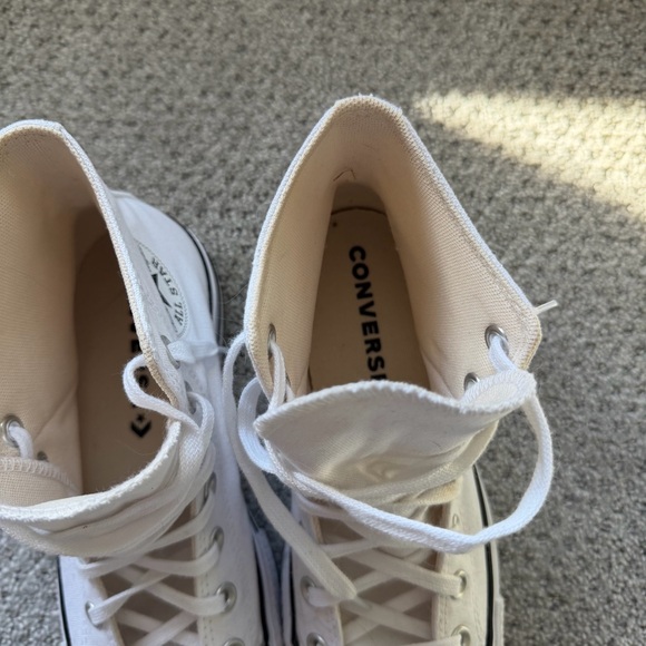 Converse Women's White Canvas platform High-Tops - Picture 8 of 10